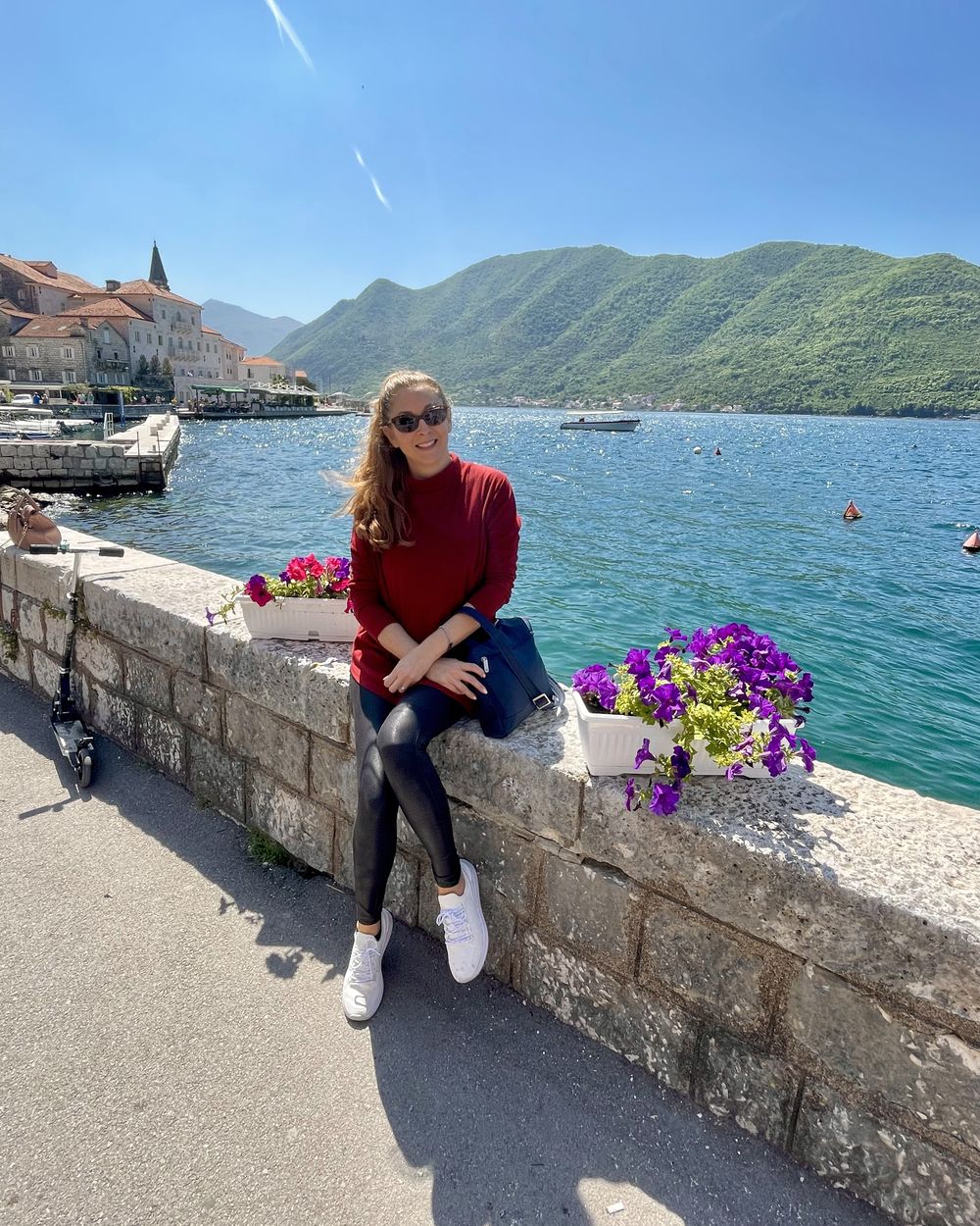 Vanessa Allen on the waterfront in Kotor, Montenegro